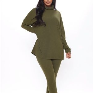 Fashion Nova Olive Green Set Top and Bottom